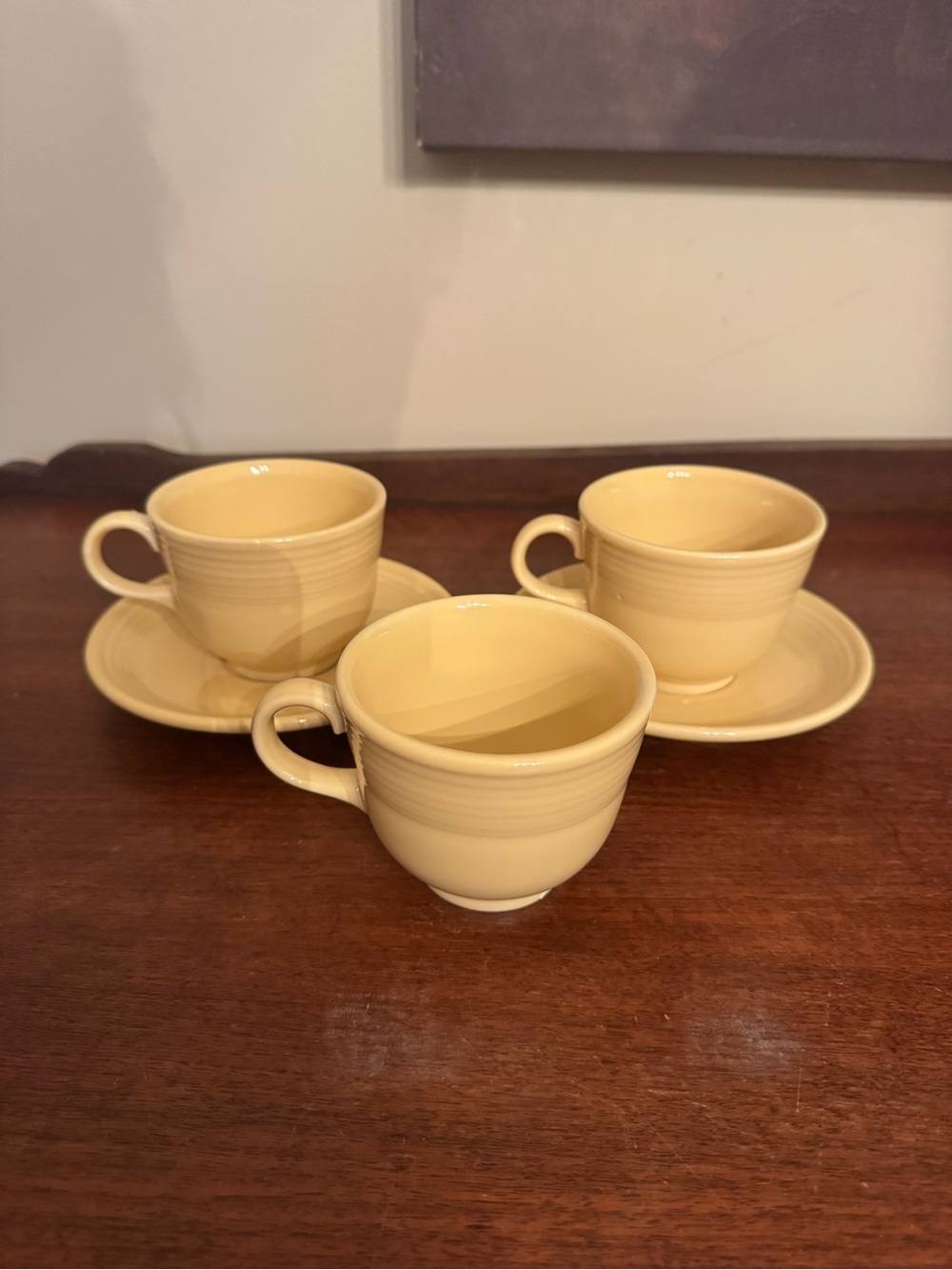 Vintage Yellow Fiesta Ware Homer Laughlin Cups and Saucers